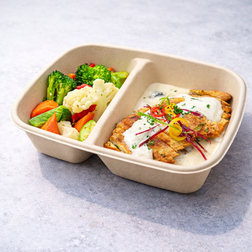 Creamy chicken with vegetable saute